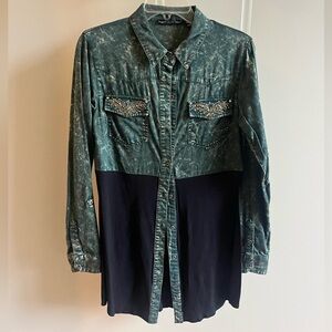 Miss Me Denim and Black Shirt/Tunic Sz SMALL